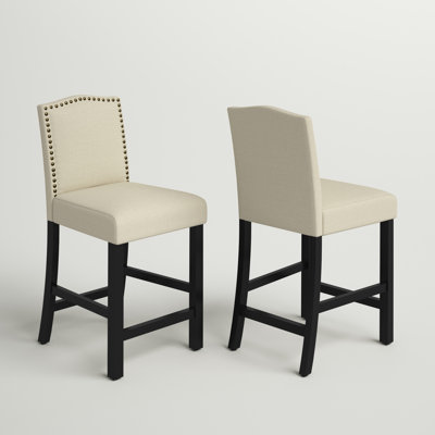 Ashe 24'' H Modern Fabric Upholstered Solid Wood Counter Stool with Nailhead Trim