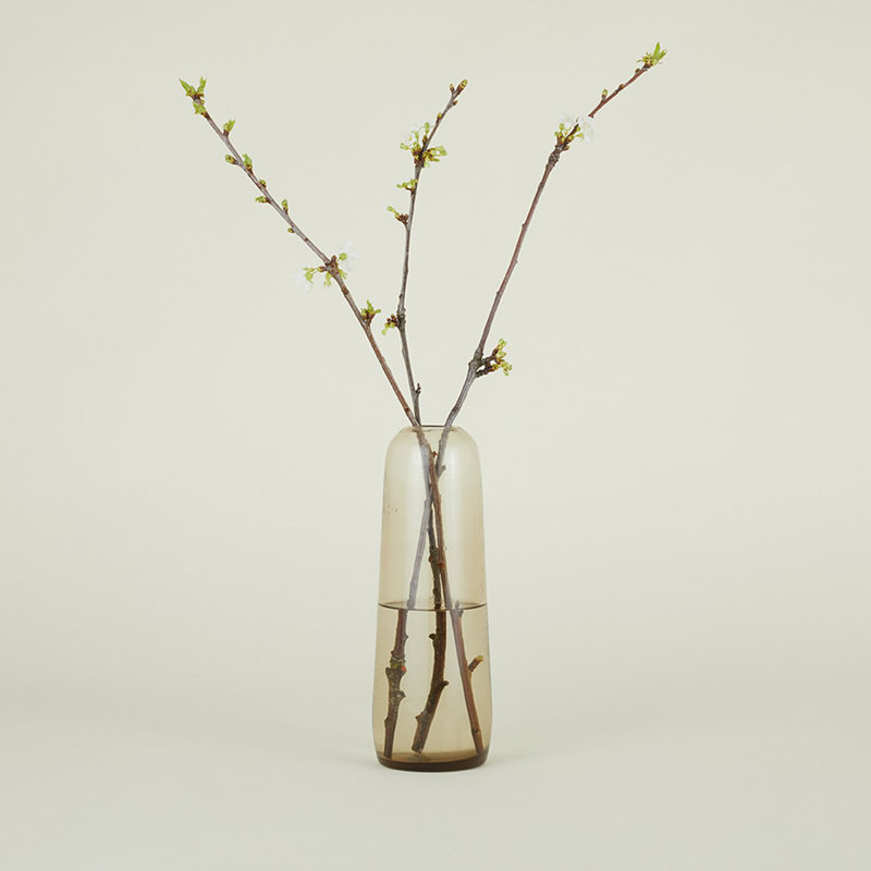 Aurora Handmade Glass Table Vase, Smoke, 11.5" H x 4" W x 4" D