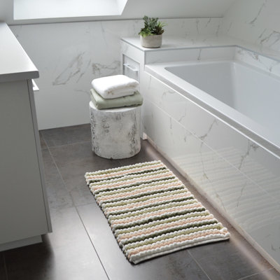 Alisbha Striped Chunky Bobble Bath Mat