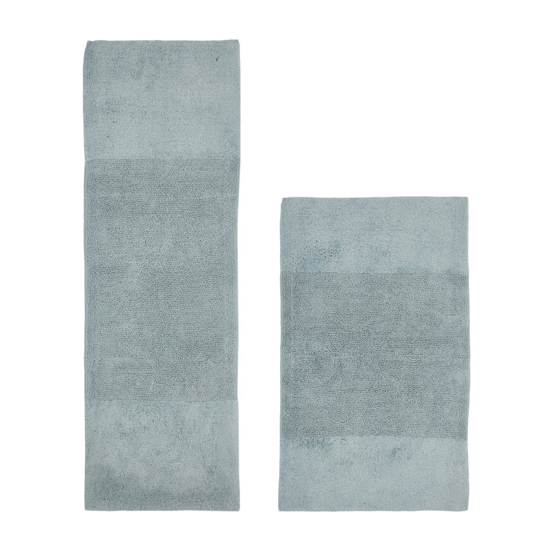 Makaylynn Premium 100% Cotton 2155 GSM 2-Piece Bath Rug Set, OEKO-TEX® Certified, Non-Slip Spray Latex Backing, Plush Tufted, Super Absorbent, Machine Washable Bathroom Rugs, Blue