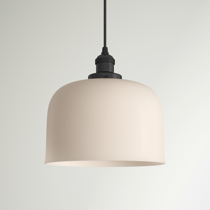 Luminaire suspendu en forme de dôme à 1 lumière Clarktown, Noir mat, Blanc mat