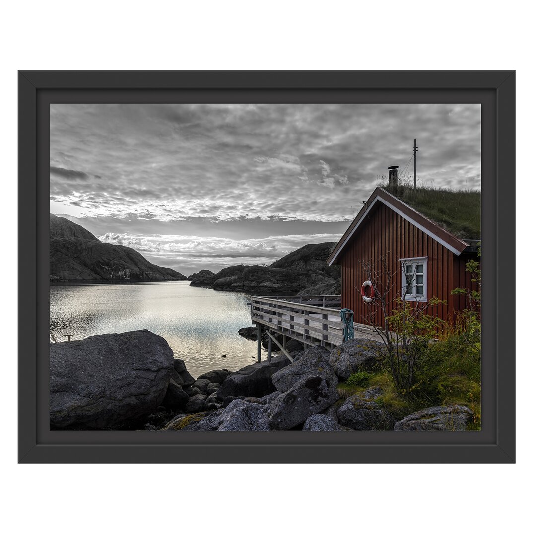 Gerahmtes Poster Sonnenaufgang an einem norwegischen Fjord