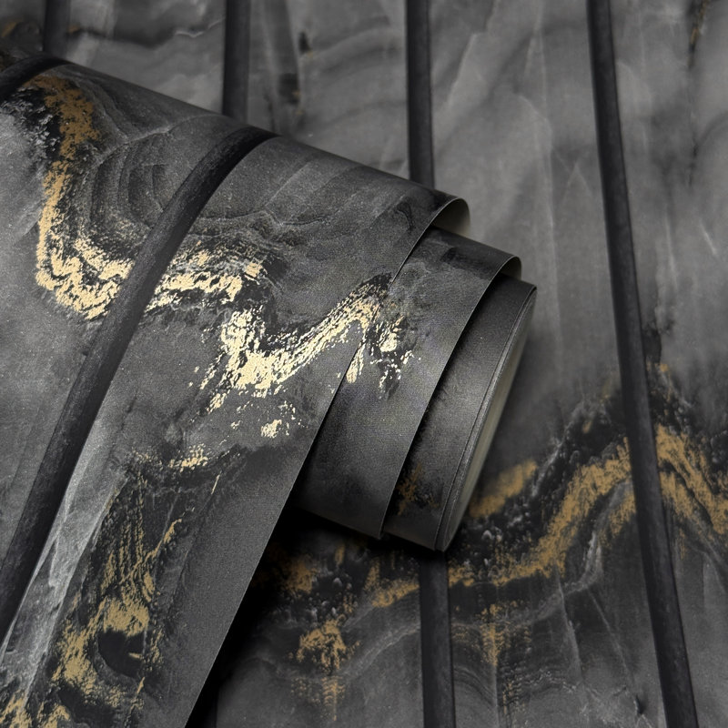Marble Slat Panel Luxury Wallpaper, Black