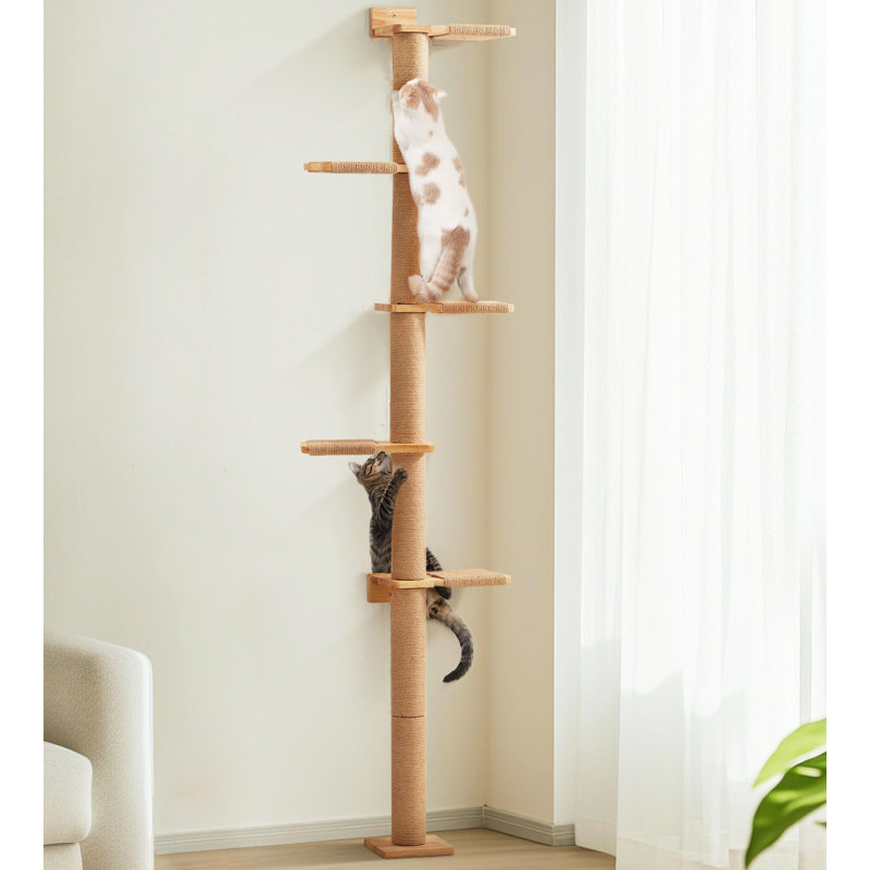 5 Tier Tall Cat Tree, Wall-Mounted Cat Scratching Post