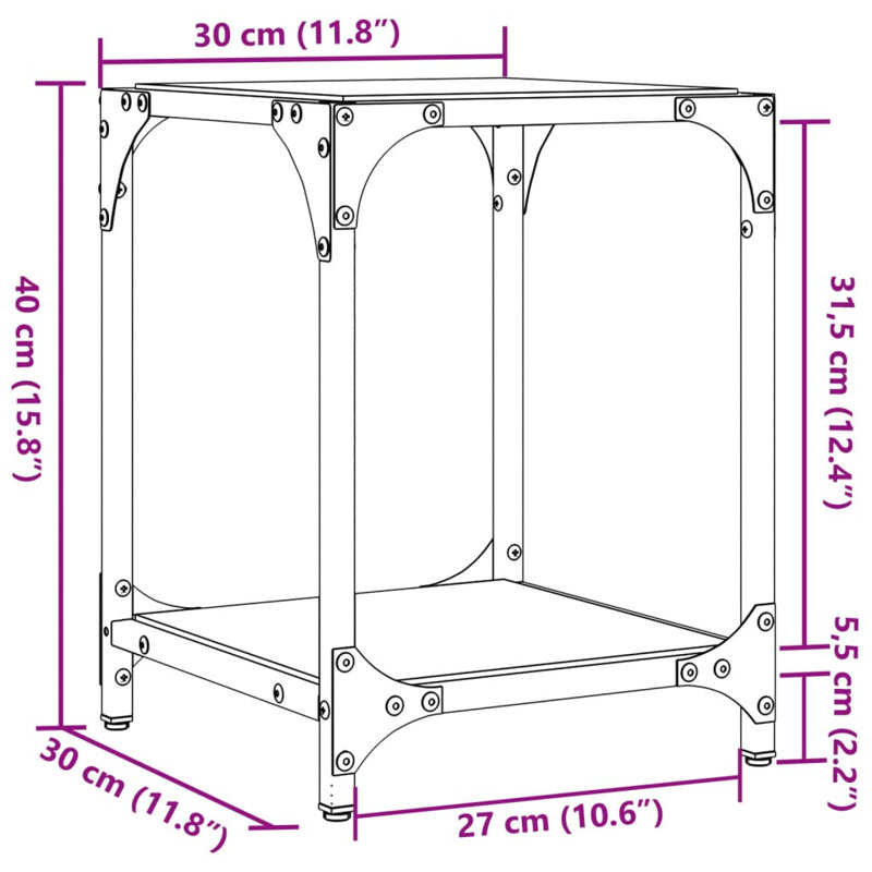 Crishon Coffee Table with Storage, Transparent, 40cm H x 30cm L x 30cm W