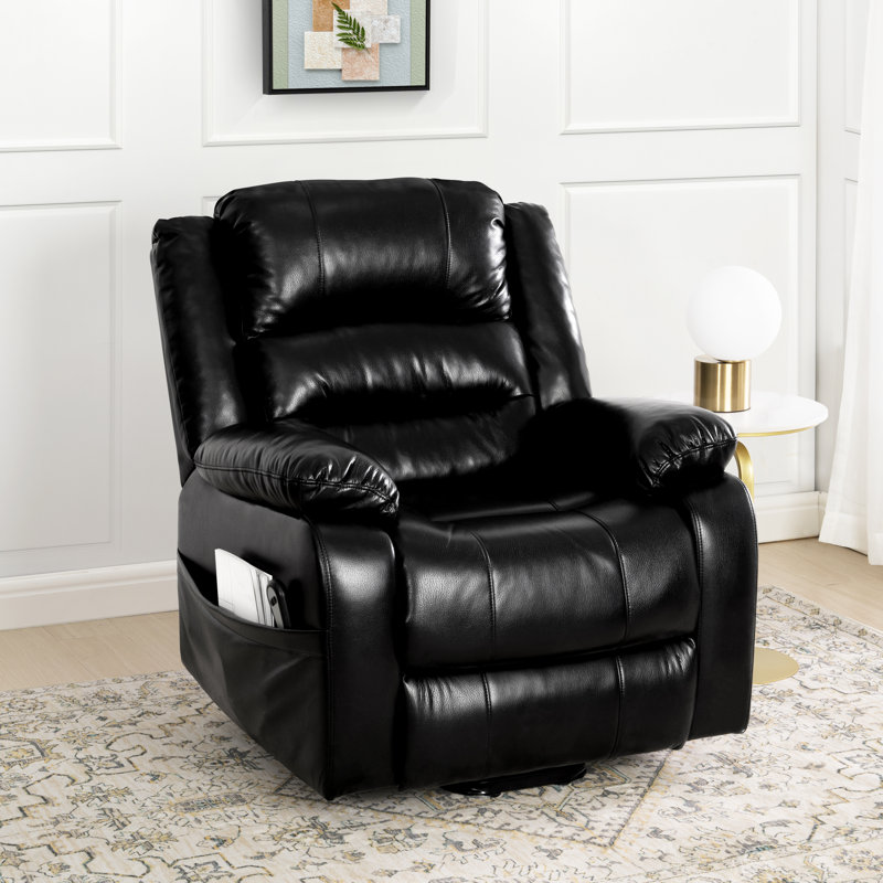 Faux Leather Lift Assist Power Recliner, Black Fuax Leather