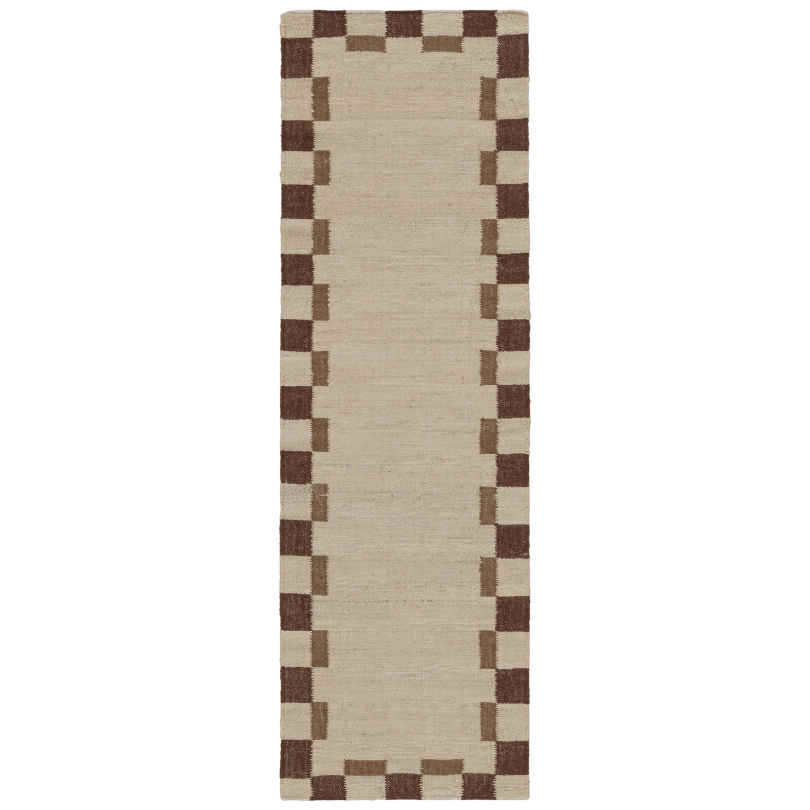 Heidi Flatweave Jute Checkered Scandinavian Rug, Red, 2'6x8'