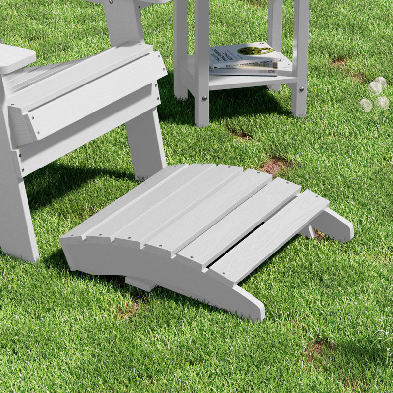 Repose-pieds extérieur en plastique Kacy-Leigh Adirondack, Blanc