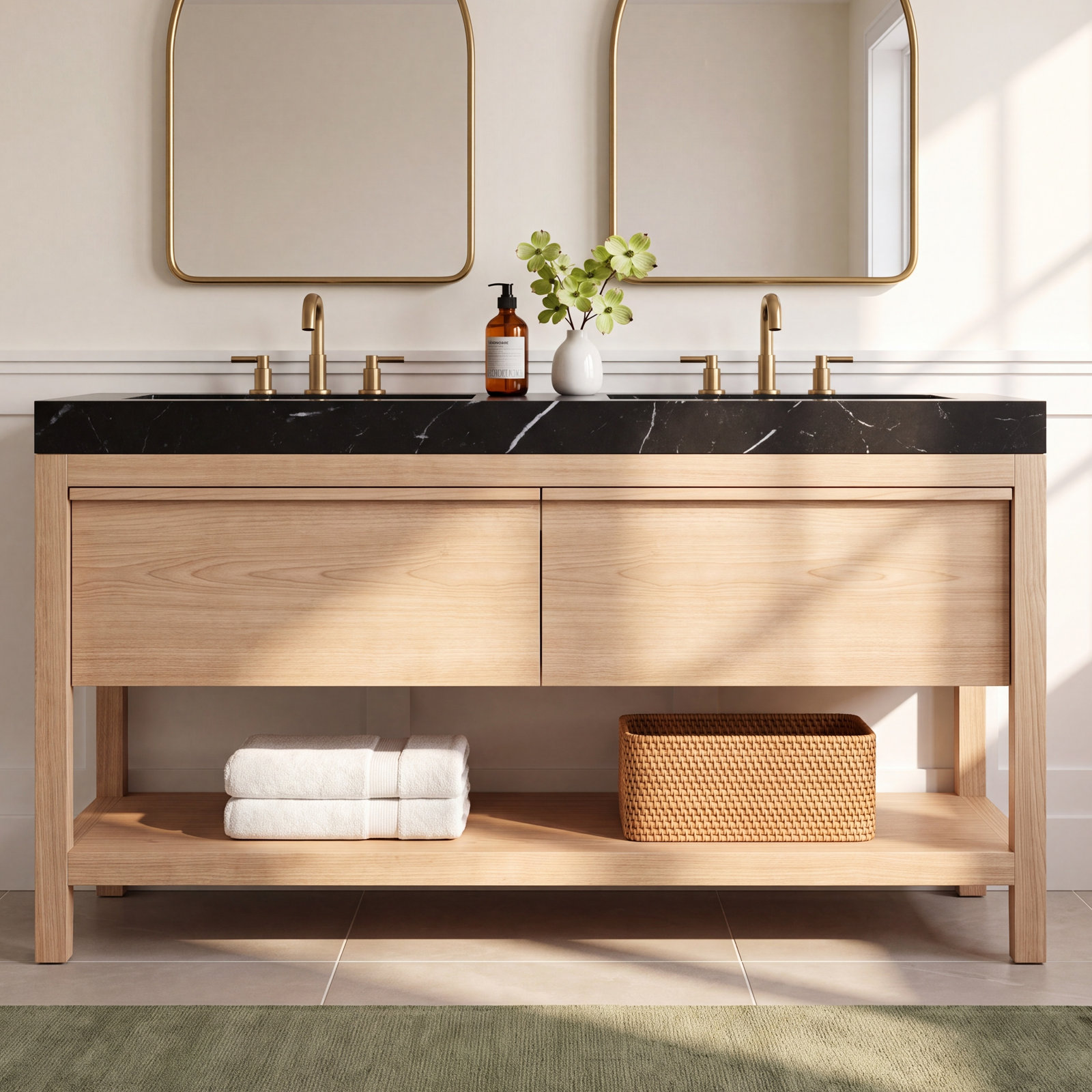 Ariane 60" Cedar Double Bathroom Vanity, Whitewash
