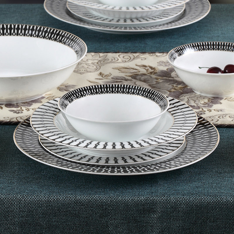 Service de table en porcelaine tendre 24 pièces, service pour 4