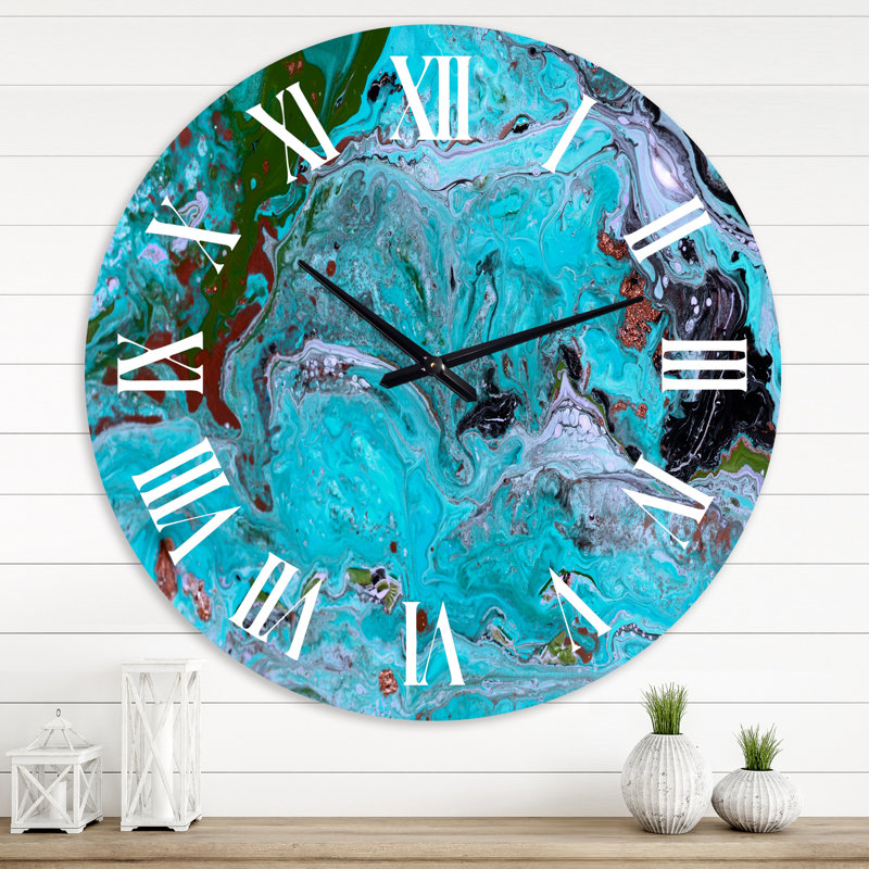 Agate Ripple, motif de texture de marbre I - horloge murale moderne, Moyen