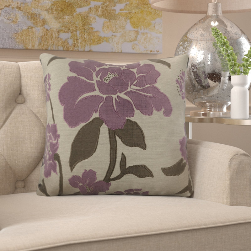 Coussin Campuzano, H 22 po x l 22 po x P 4 po, Prune / Gris / Beige, Duvet