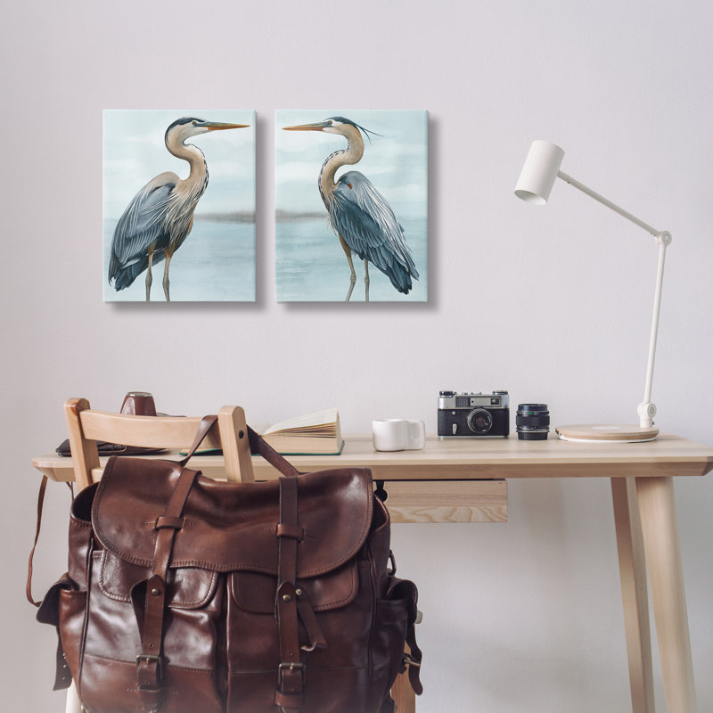 Stupell Industries Detailed Heron Bird Duo 2 Piece Framed Giclee Art Set Design By Grace Popp, H 20 po x l 16 po x P 1,5 po