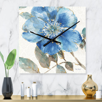 Indigold Watercolor Flower I - Horloge murale traditionnelle