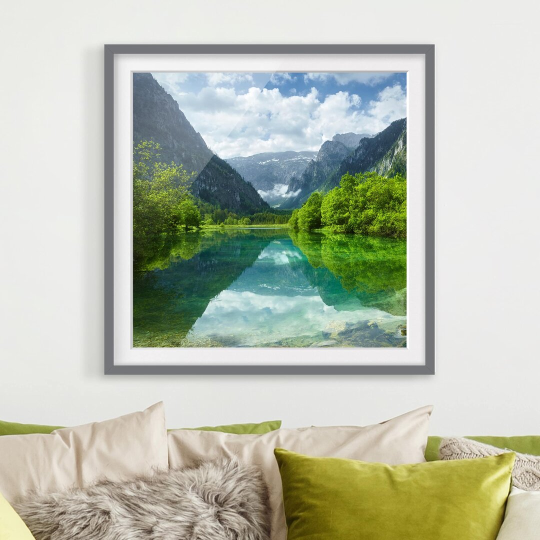 Gerahmtes Poster Bergsee mit Spiegelung