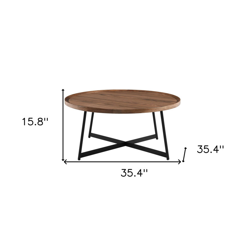Table basse ronde en bois manufacturé 35 po Tyner, Noyers
