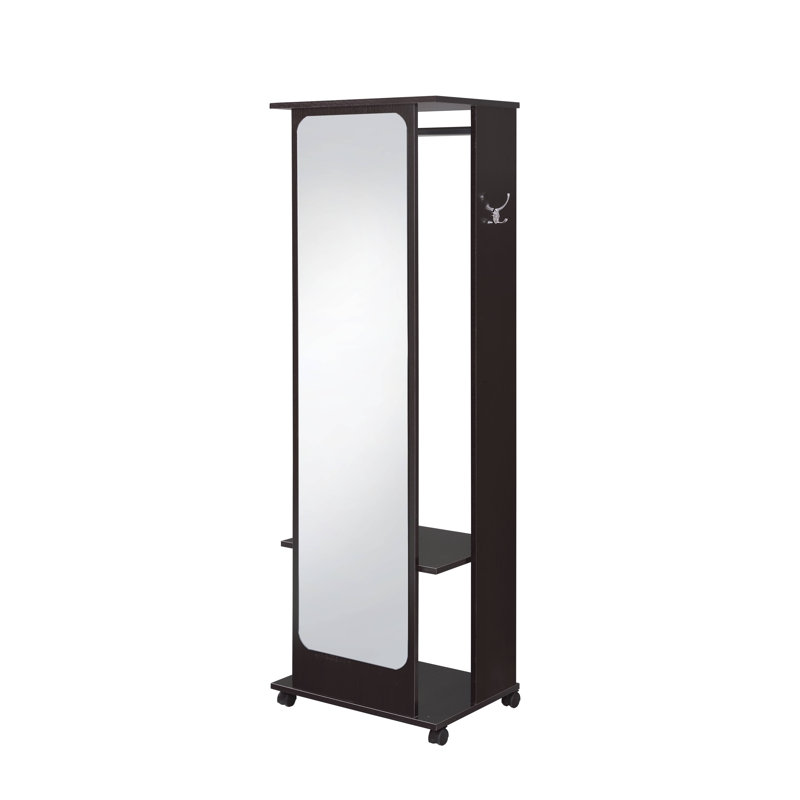 Dario Hall Tree with Mirror, Caster Wheels & Hanging Rod