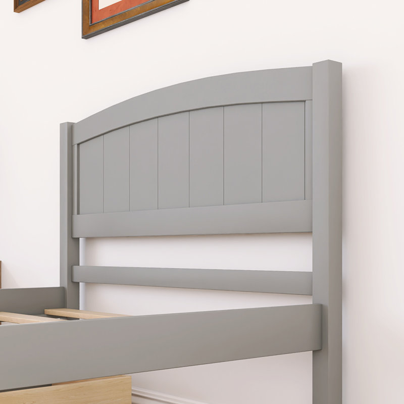 Lit plateforme simple avec deux tiroirs, Gris