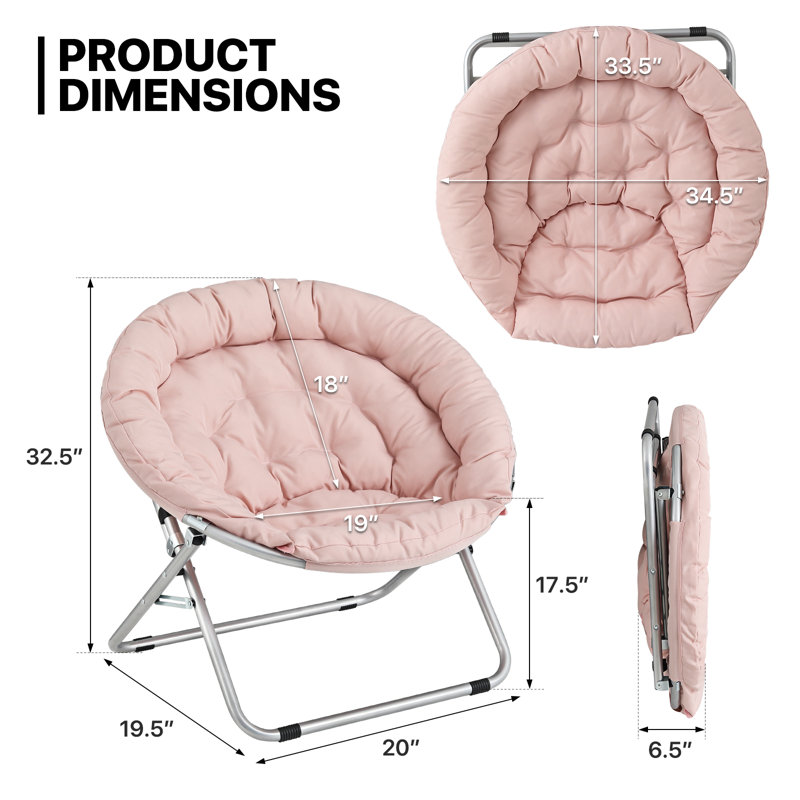 Chaise ronde ronde et pliante, chaise d'appoint rembourrée pour chambre de salon, Mélange de polyester rose
