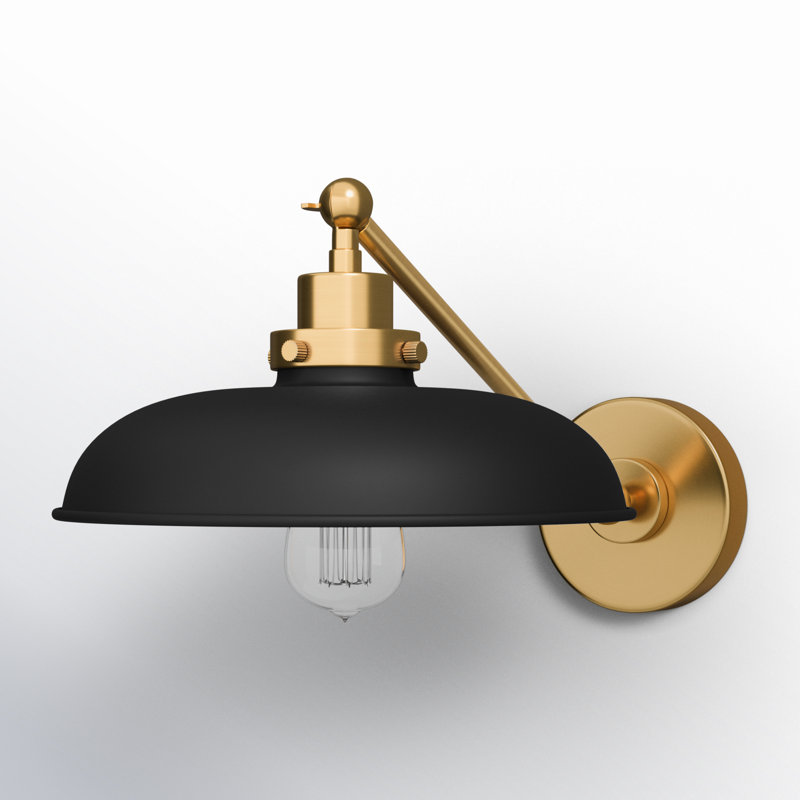 Steel Armed Sconce, Burnished Brass, Midnight Black