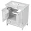 Meuble-lavabo moderne 30 po - Bois massif blanc et armoire réglable avec tiroir-755673112