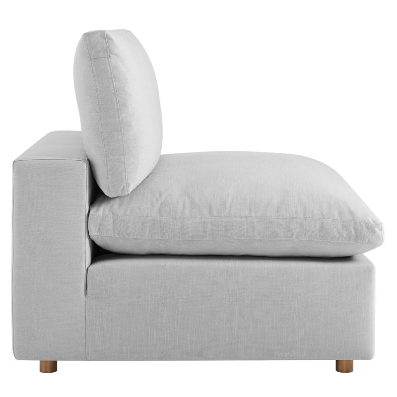 Commix Down-Filled Overstuffed Upholstered Sectional Sofa, Armless Chair by Modway, Light Gray 100% Polyester