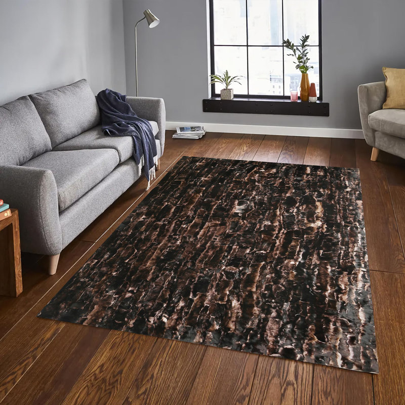 Handmade Rex Rabbit Rug In Brown And Black Custom Size Luxury Natural Fur Carpet, Runner 5'10" x 12'