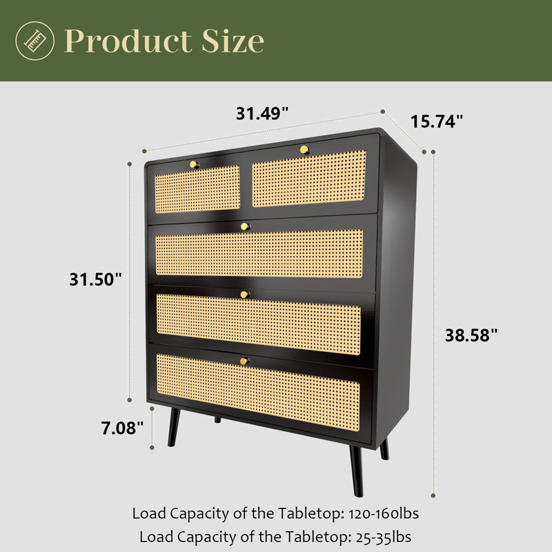 Commode moderne en rotin avec tiroirs larges
