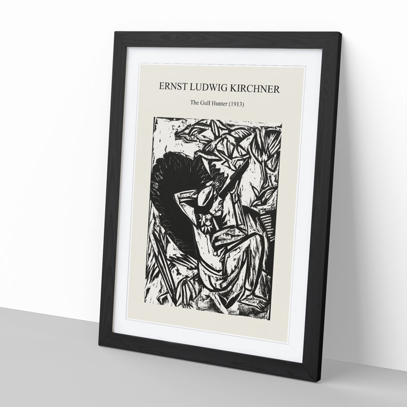 The Gull Hunter by Ernst Ludwig Kirchner - Picture Frame Painting, Black Framed, 48cm H x 36cm W x 2cm D