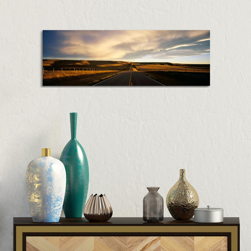 Country Road, Montana, USA by Panoramic Images - Wrapped Canvas Panoramic Print, 30.48 cm H x 91.44 cm W x 3.175 cm D
