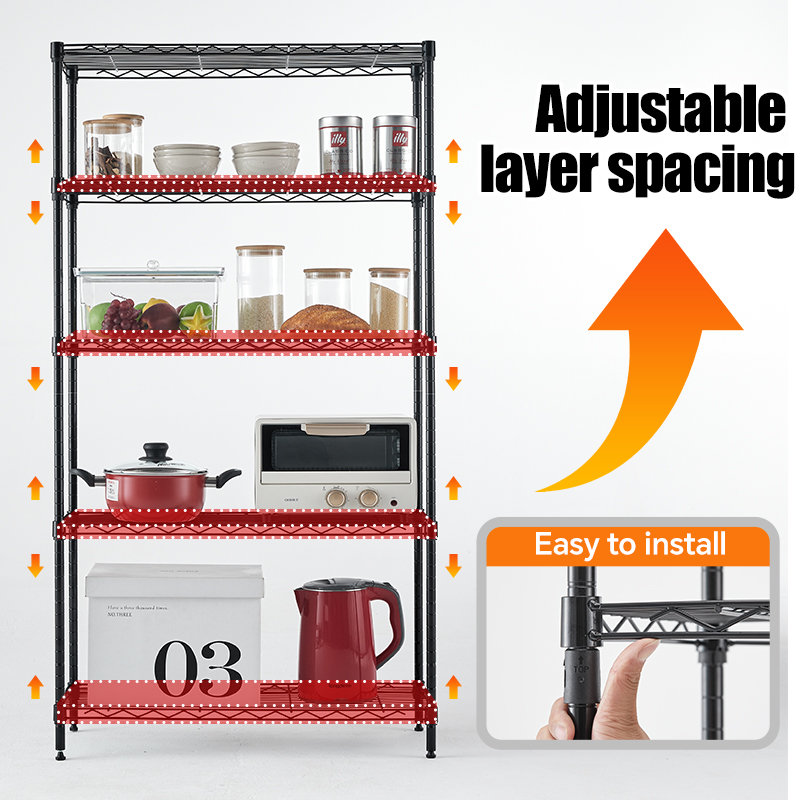 Rebrilliant Metal Storage Rack Adjustable Shelves