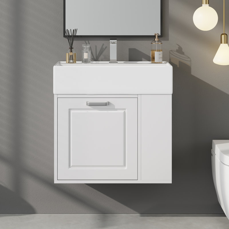 Meuble-lavabo de salle de bain avec lavabo, Blanc