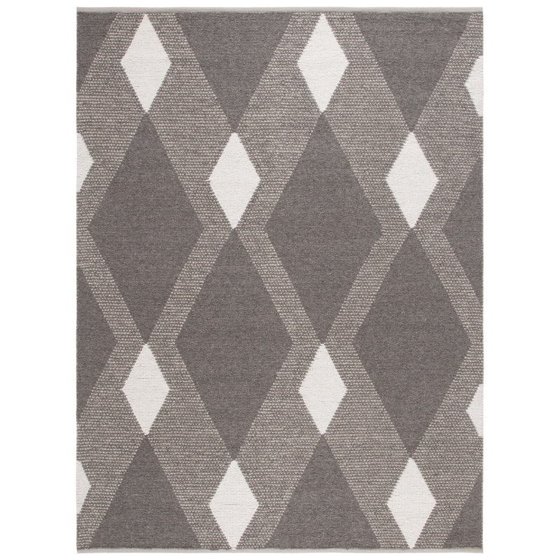 Charvik Geometric Handmade Area Rug in Ivory/Beige, Rectangle 8' x 10'