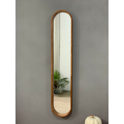 Miroir 9,5 x 2 x 47,2 po avec cadre ovale allongé, brun