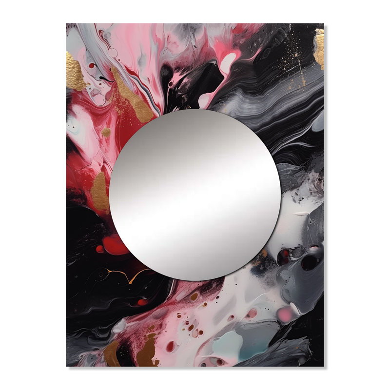 Grand miroir mural Rajpi, marbre rouge et noir Whispers IV, miroir décoratif rouge, 32 po x 24 po
