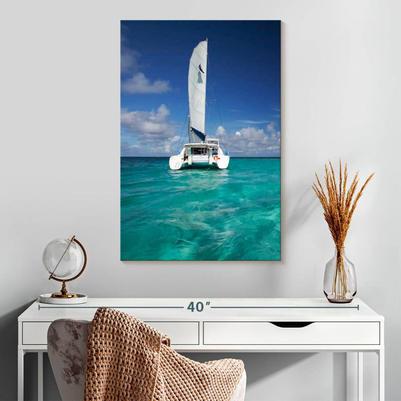 Aime Turquoise Sea Catamaran, 30" H x 20" W