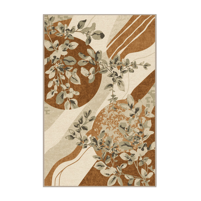 Tapis beige abstrait lavable à la machine Ortmund, 6 X 9