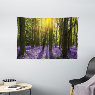 Wandteppich, Bluebell Blüten, Violett Grün Gelb