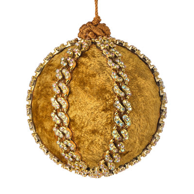 4" Velvet Jeweled Ball Ornament