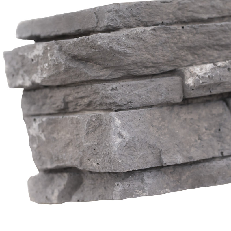 Terraforma 9 in. x 20 in.Manufactured Stacked Stone Ledger Corner Wall Tile, Marin Ashby