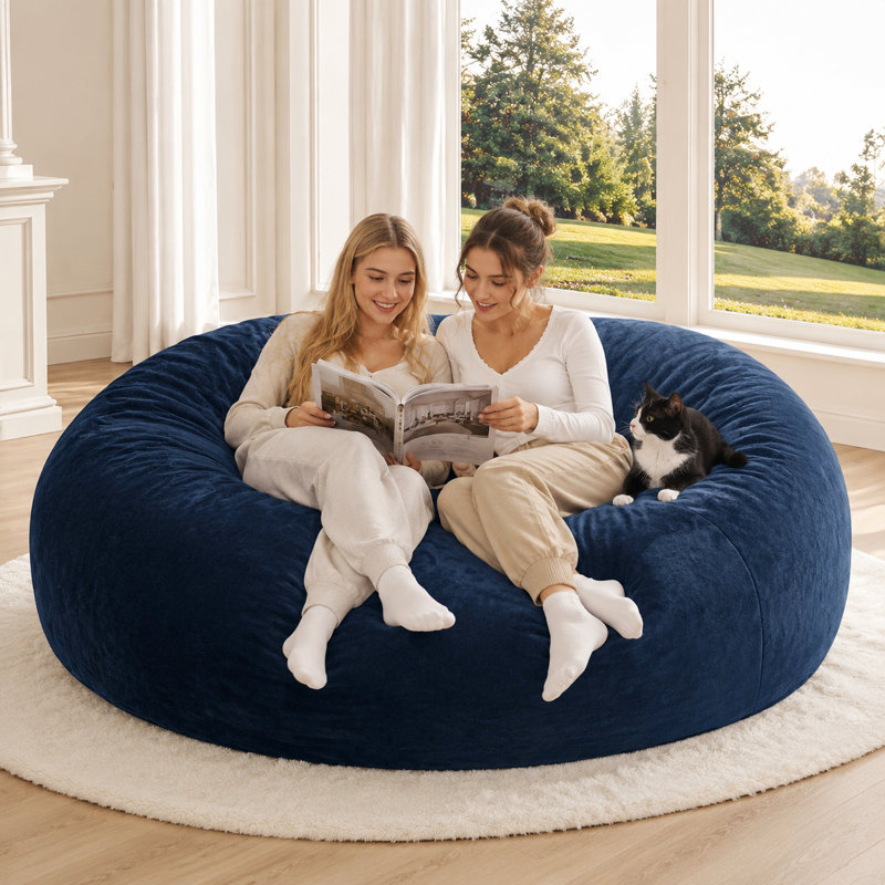 Fabric Outdoor Friendly Bean Bag Chair, Blue