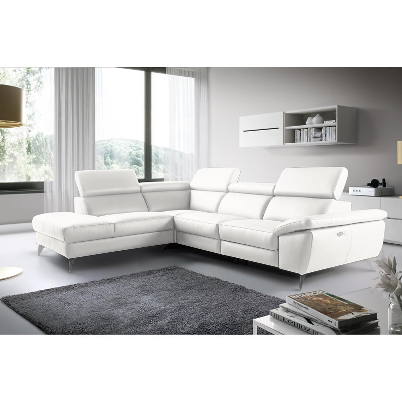 La Crosse Genuine Leather Corner Sofa, Left Hand Facing, Cream
