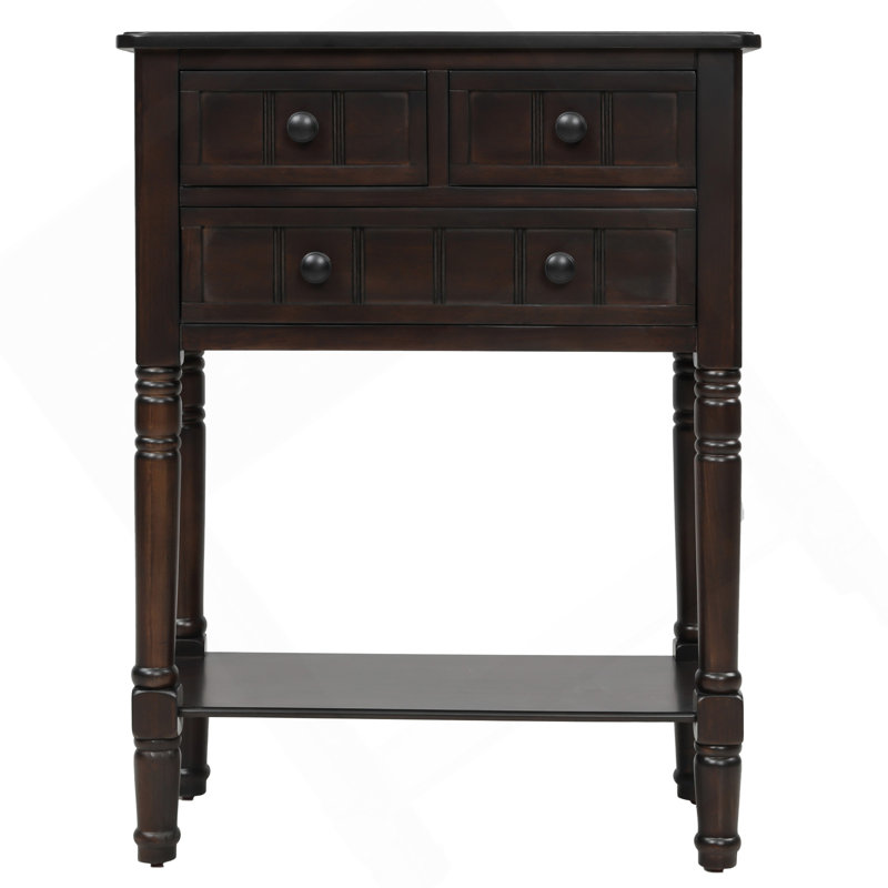 Console étroite, canapé mince avec trois tiroirs de rangement et tablette inférieure pour le salon, assemblage facile (espresso)