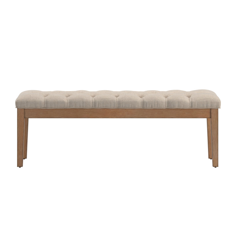 Dukinfield Upholstered Bench, Beige Linen, Natural