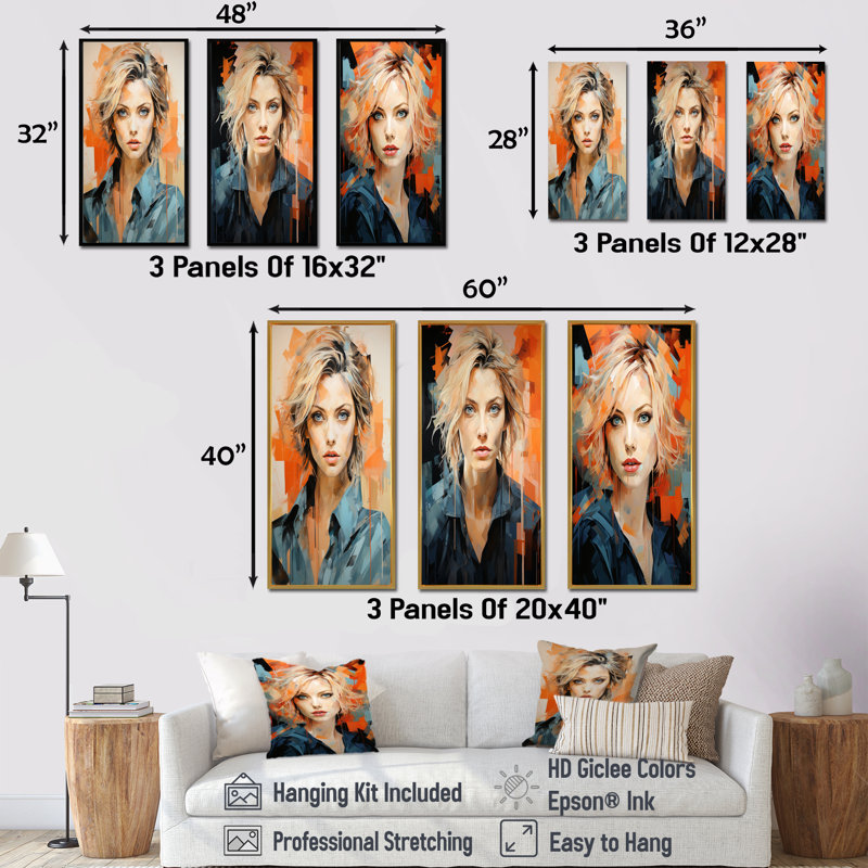 Pop Art Peach Pfeiffer Portrait, H 28 po x l 36 po, Cadre flottant blanc