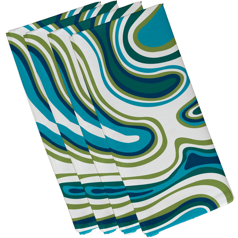 Whitbeck Polyester Abstract Square Napkin, 18" W x 18" L, Teal