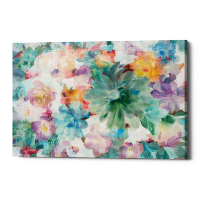 Succulent Florals Crop - Wrapped Canvas Painting Print
