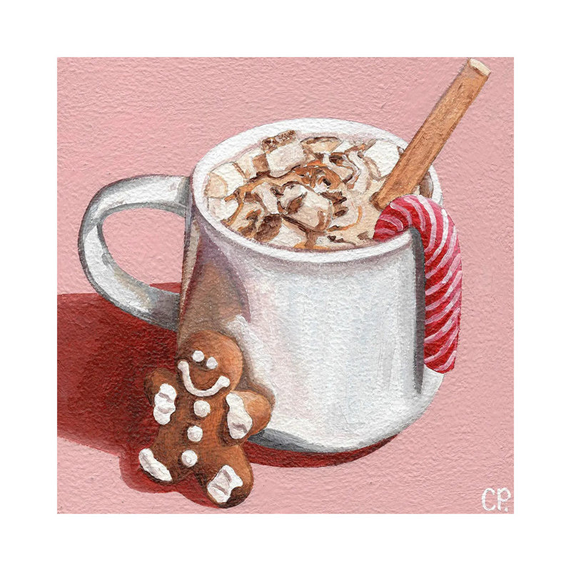 Festive Hot Choc - reproduction d'art murale - toile tendue, Toile tendue, Ne s’applique pas, 12" H x 12" W