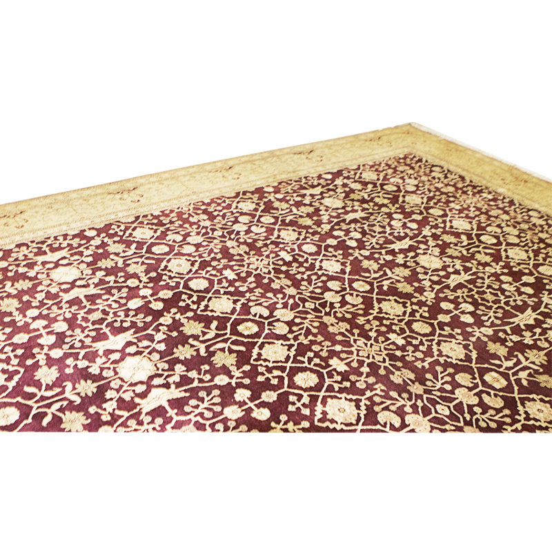 Tapis rouge et or noué à la main de haute qualité