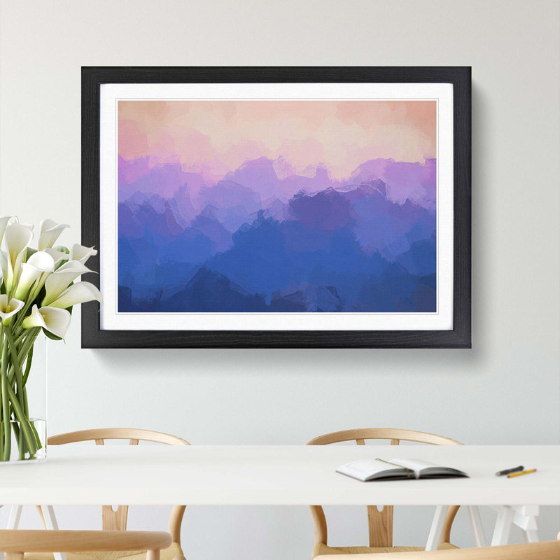 Colourful Mountains in Abstract - Picture Frame Painting Print, 36cm H x 48cm W x 2cm D, Black Framed